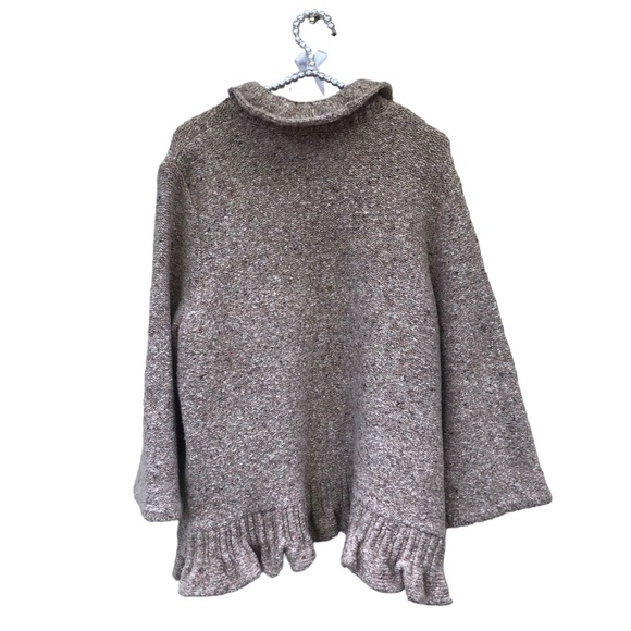 Ruby Rd Oatmeal Colored Ruffle Front Open Style Jacket size 1X - Picture 4 of 6